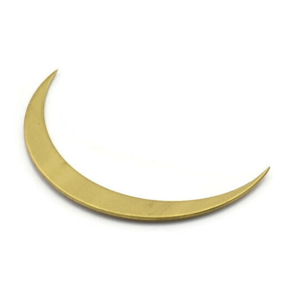 Brass Moon Blank, 12 Raw Brass Crescent Shaped Moon Blanks (44x6x0.80mm) Moon13