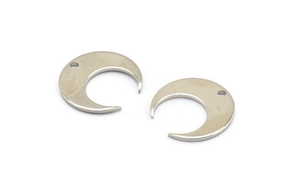 Silver Moon Charms, 24 Silver Tone Crescent Moon Charms With