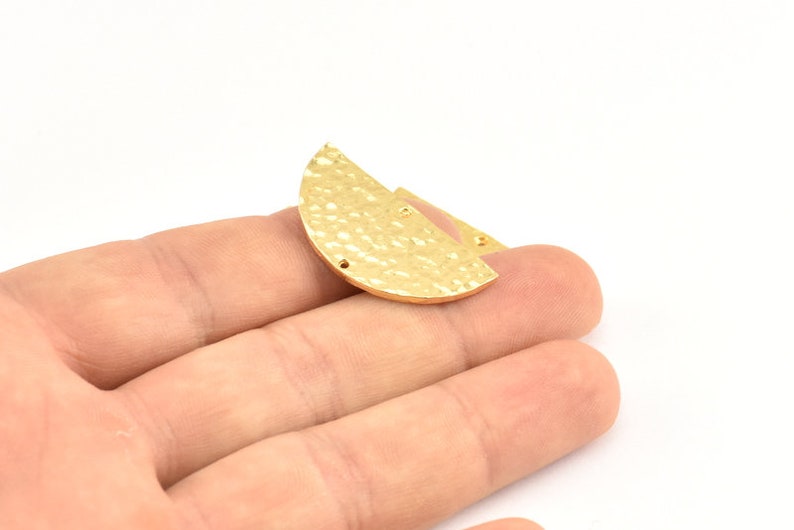 30x15x1.2mm Hammered Half Moon 2 Hammered Gold Lacquer Plated Brass Semi Circle Blanks with 2 Holes N340 Q400