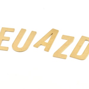 Pingente de letra de latão, 12 alfabetos de letras de latão bruto, maiúsculas, inicial de letra em branco para brincos personalizados, letras personalizadas