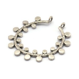 Silver Circle Pendant, 2 Antique Silver Plated Brass Circle Pendant With 2 Loops, Earrings, Charms, Findings (34.5x36x1.5mm) BS 1990