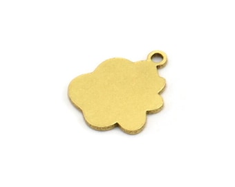 Brass Cloud Charm, 24 Raw Brass Cloud Shaped Charms With 1 Loop, Earring Charms (12x10x0.60mm) A3495