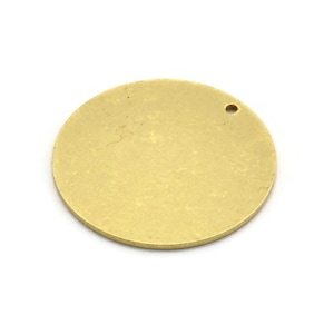 Brass Stamping Tag, 4 Raw Brass Round Charms With 1 Hole (26x1mm) A6388