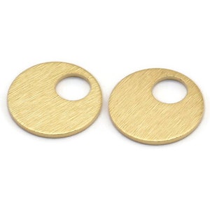 Brass Round Charm, 12 Textured Raw Brass Hoop Charms, Earrings, Findings (16x1mm) D1079