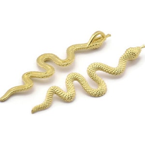 Ciondolo a forma di serpente in ottone, ciondoli a forma di serpente in ottone grezzo con 1 anello, ciondoli, accessori (53x13x1,8 mm) N1600