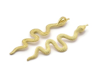 Brass Snake Pendant, Raw Brass Snake Pendants With 1 Loop, Charms, Findings (53x13x1.8mm) N1600