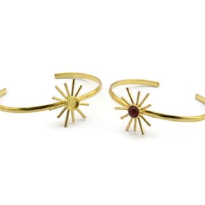 Brass Sun Cuff,  Raw Brass Sunshine Cuff Stone Setting With 1 Pad -  Pad Size 6mm N0986