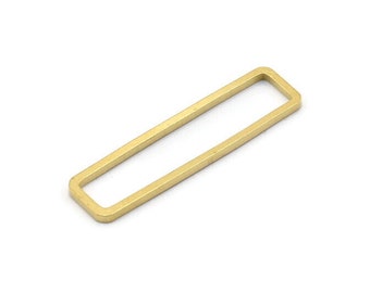 Brass Rectangle Charm, 10 Raw Brass Open Rectangle Connectors (10x40x1.5mm) D1647