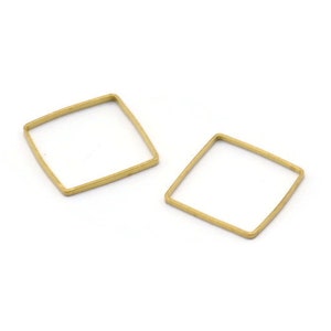 Square Choker Finding, 100 Raw Brass Square Connectors (12mm) BS 1672