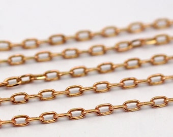 Brass Chain, Cable Chain, 5 M Faceted Soldered Brass Chain (3x1.5mm) W5-60rose  ( Z043 )