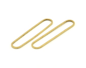 Brass Oval Charm, 24 Raw Brass Oval Rings, Connectors (40x8x1mm) D1289