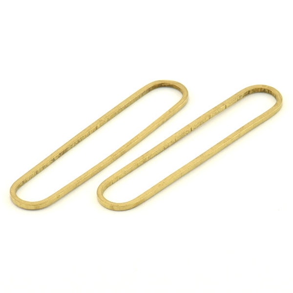 Brass Oval Charm, 24 Raw Brass Oval Rings, Connectors (40x8x1mm) D1289
