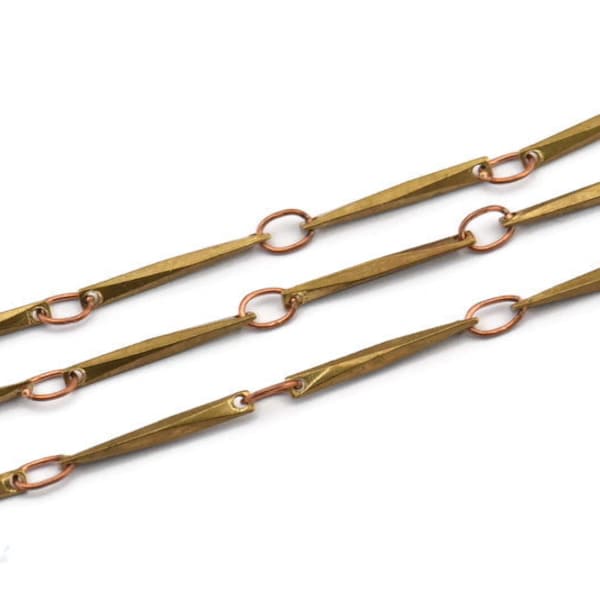 Messing ketting, soldeerketting, 2 meter - 6,6 voet ruwe messing gesoldeerde ketting (13 x 1,5 mm apx) - B55 BS 1359
