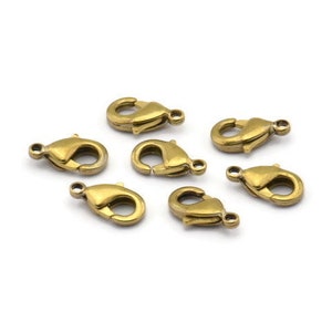 Brass Parrot Clasp, 100 Raw Brass Lobster Claw Clasps (10x5mm) H0501 ( A0364 )