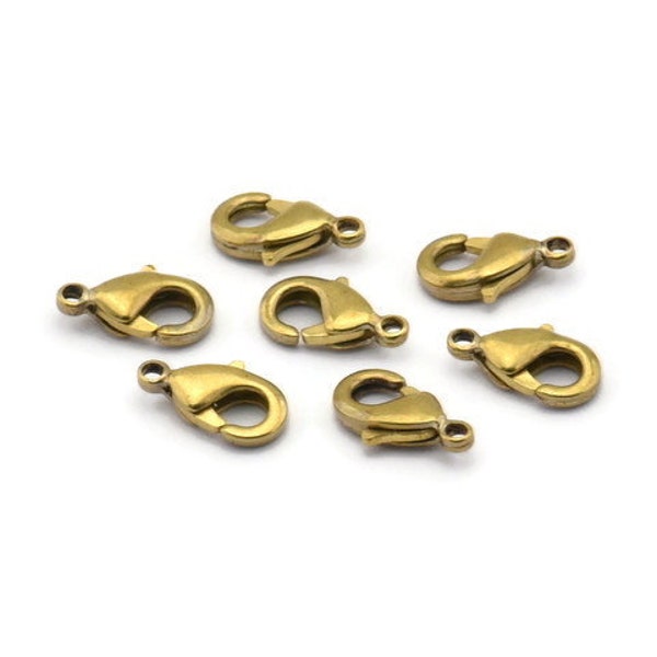 Messing Parrot Clasp, 100 Raw Brass Lobster Claw Clasps (10x5mm) H0501 ( A0364 )
