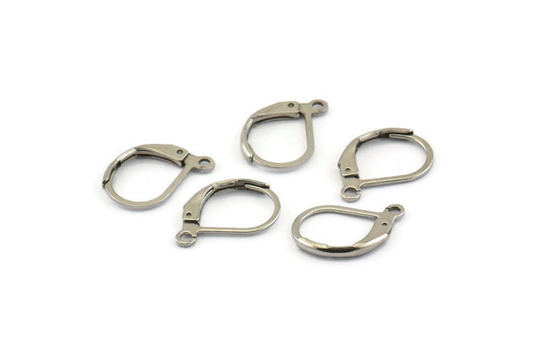Steel Earring Leverback, 24 Stainless Steel Leverback Earring Findings  13x10mm D1501 