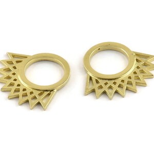 Brass Charm, 4 Raw Brass - Sunshine Charm -  Brass Sun Charm - Findings (25x21x1.5mm) N1318