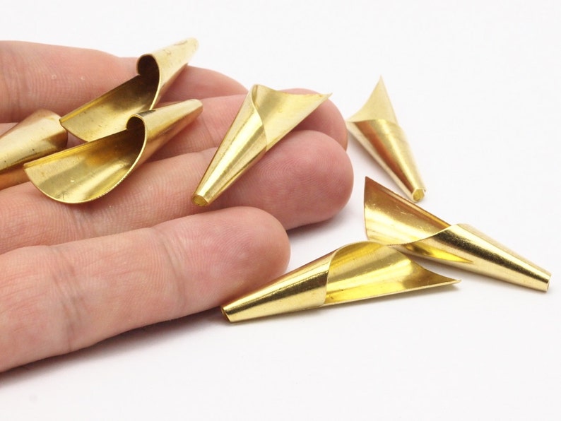 Cone Bead Caps 10 Raw Brass Cone Bead Caps 40mm Bs 1303 Etsy