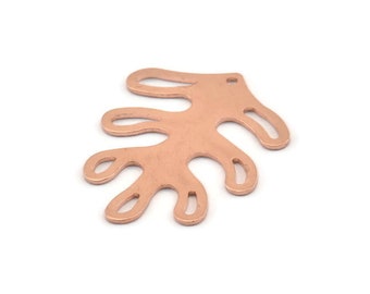Kupfer Blatt Charm, 8 Rohe Kupfer Blatt Charms mit 1 Loch, Zubehör (32x25x0.80 mm) M489