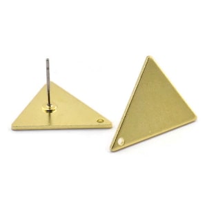 Brass Triangle Earring, 4 Raw Brass Triangle Stud Earrings (19x18x1mm) M01101 A2012