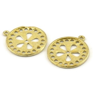 Brass Round Charm, Raw Brass Round Charms With 1 Loop, Earrings, Pendants, Findings (24x21x1.5mm) N1085