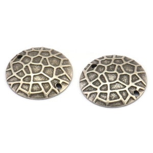 Silver Pendant Charms, 24 Antique Silver Plated Brass Connectors With 2 Holes, Charms, Findings, Pendant (16mm) Brs144 A0349