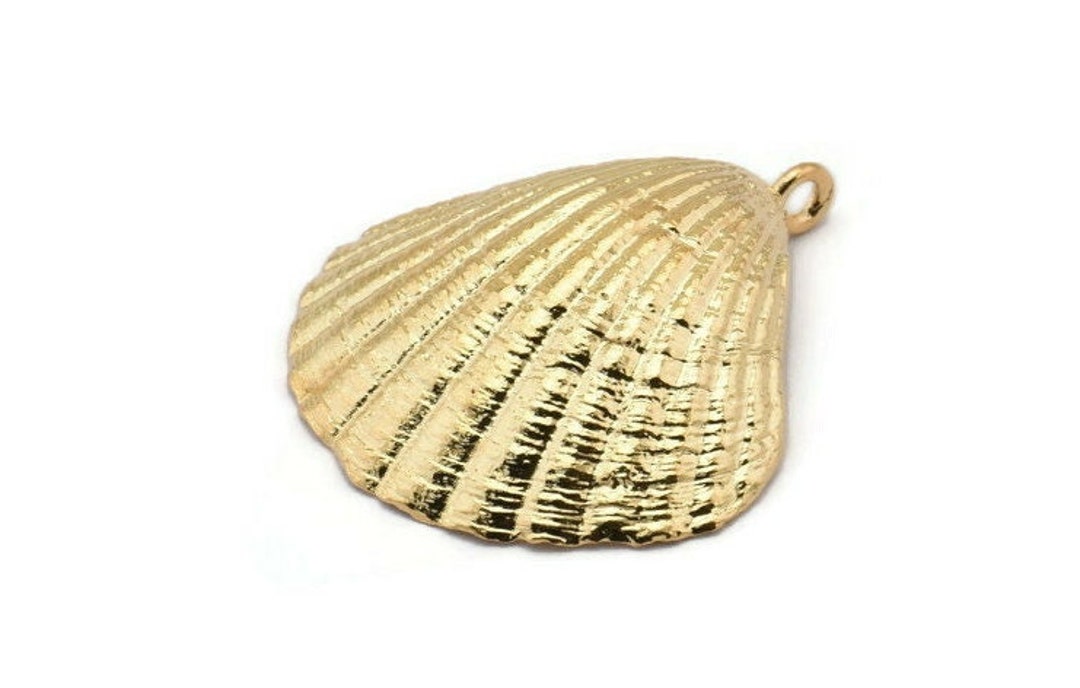Gold Shell Charm, 1 Gold Plated Brass Sea Shell Charm With 1 Loop ...
