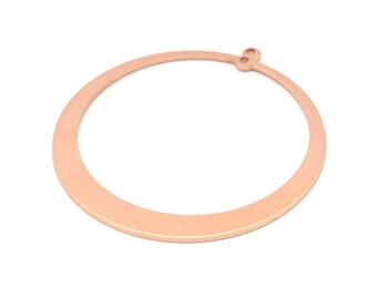 Rose Gold Circle Charm, 2 Rose Gold Plated Brass Textured Circle Charm With 2 Loops, Earrings, Findings (48x45x1mm) D0808