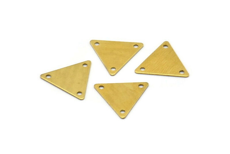 Brass Triangle Charm, 250 Raw Brass Triangle Charms With 3 Holes 12x14mm A0017 image 1