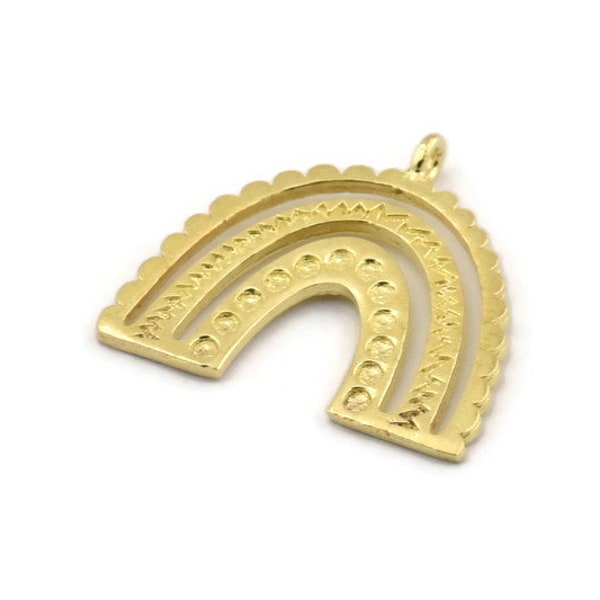 Brass Charm, Raw Brass, Brass Pendants, Charm Pendants, Brass U Shape Charms With 1 Loop (24x22x1.2mm) N1471