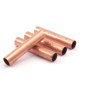 Copper Tube Beads - 8 Raw Copper Tubes (50x10x0.30mm) Bs1674--d0456