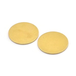Brass Round Tag, 6 Raw Brass Round Stamping Blanks, Findings (22x1mm) A2119