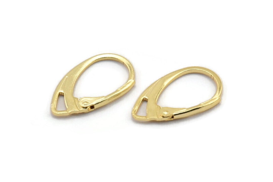 Gold Leverback Earring Findings 12 Gold Plated Brass Etsy