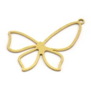 Ciondolo a forma di farfalla in ottone, 12 ciondoli a forma di farfalla in ottone grezzo con 1 anello, accessori per orecchini (44x34,5x0,80 mm) A5650