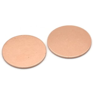 Kupfer Rondell, 6 Rohkupfer Stanzrohling, Tags gestempelt (18x0.80 mm) M03027