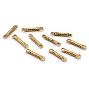 Brass Textured Connector, 50 Raw Brass Textured Connectors With 2 Loops (13x2.8mm) BS 2371