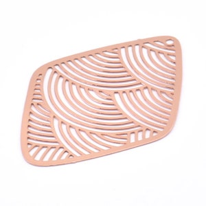 Rose Gold Earring, 2 Rose Gold Plated Brass Diamond Shape Earring Charms With 1 Hole, Pendants, Findings (46x33mm) E031