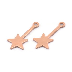 Copper Star Charm, 24 Raw Copper Star Charms With 1 Hole (20x9x0.80mm) M02031