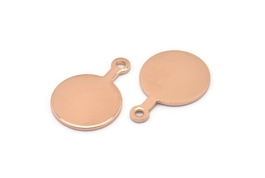 Rose Gold Round Tag, 4 Rose Gold Plated Brass Round Stamping Blanks