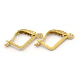 Plain Leverback Earring, 100 Raw Brass Plain Leverback Earring Findings (13x10mm) Brsl 90 A0961