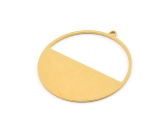 Gold Round Charm, Gold Plated Brass Circle Charms With 1 Loop, Charm Pendants (38x36x1mm) A3056