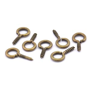 Screw Eye Pin, 100 Antique Brass Screw Hook Eye Pins (13x7mm) A1062