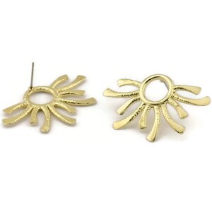 Stud Earring, 2 Raw Brass, Brass Earrings, Brass Stud Earrings (37x24mm) N1503