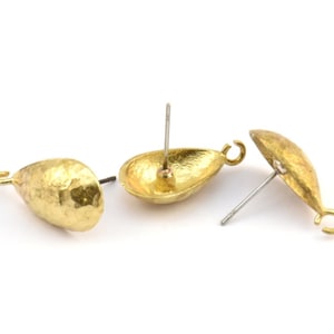 Brass Earring Post, 6 Raw Brass Drop Earring Posts With 1 Loop (21x11x16mm) E291
