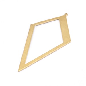 Brass Diamond Charm, 12 Raw Brass Rhombus Charms With 1 Loop, Pendants, Earrings, Findings (52x26x0,60mm) D853