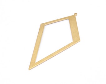 Brass Diamond Charm, 12 Raw Brass Rhombus Charms With 1 Loop, Pendants, Earrings, Findings (52x26x0,60mm) D853