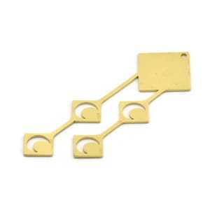 Brass Fringed Charm, 6 Raw Brass Fringe Shaped Charms With 1 Hole, Findings (52x17.5x0.60mm) A6492