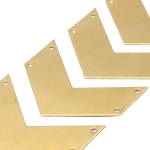 Brass Charm, Raw Brass Chevrons 4 Holes (40x15x0.80mm) A0824--N0600