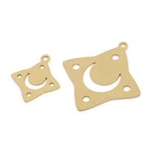 Brass Star Charm, Raw Brass North Star Charms With 1 Loop, Crescent Moon Pendant for Earrings and Necklaces, Findings (17/27x0.60mm) SMP2750