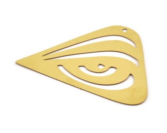 Brass Triangle Charm, 6 Raw Brass Geometric Charms With 1 Hole, Findings (47x34x0.30mm) D1689